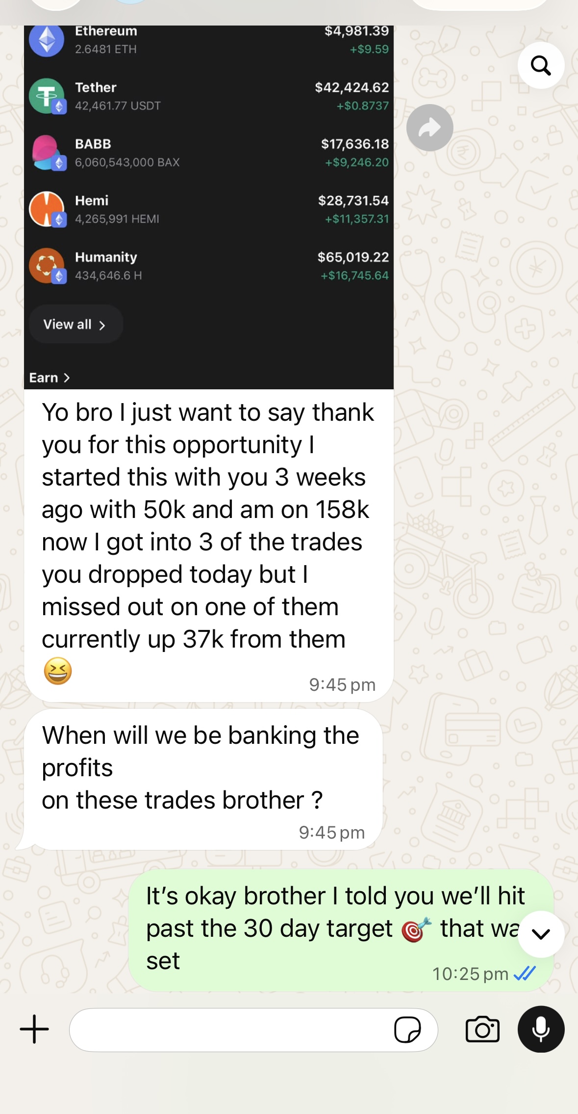 Client wallet growth update screenshot